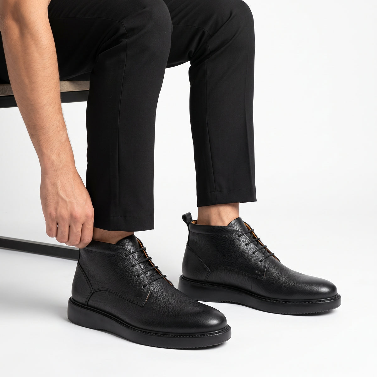 Corso, Chukka Noir 100% Cuir, Confort Absolu