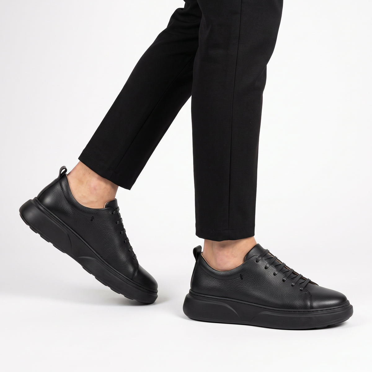 Nero, Sneakers Noir & Marron 100% Cuir, Allure Chic