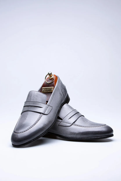 Pietra, Mocassins Gris 100% Cuir, Style Intemporel