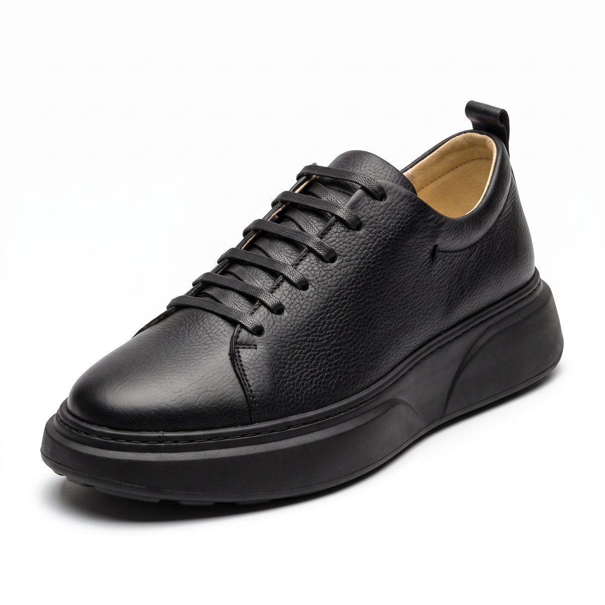 Nero, Sneakers Noir & Marron 100% Cuir, Allure Chic