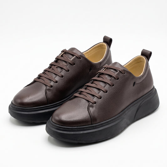 Nero, Sneakers Noir & Marron 100% Cuir, Allure Chic