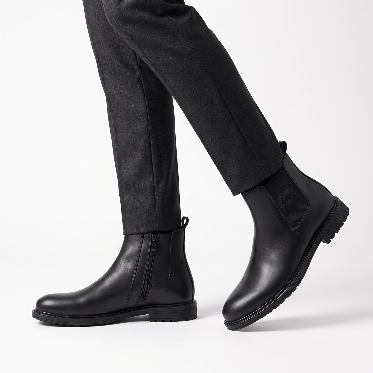 Sterling, Chelsea Zippée Noir 100% Cuir, Confort Absolu