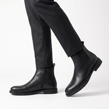 Sterling, Chelsea Zippée Noir 100% Cuir, Confort Absolu