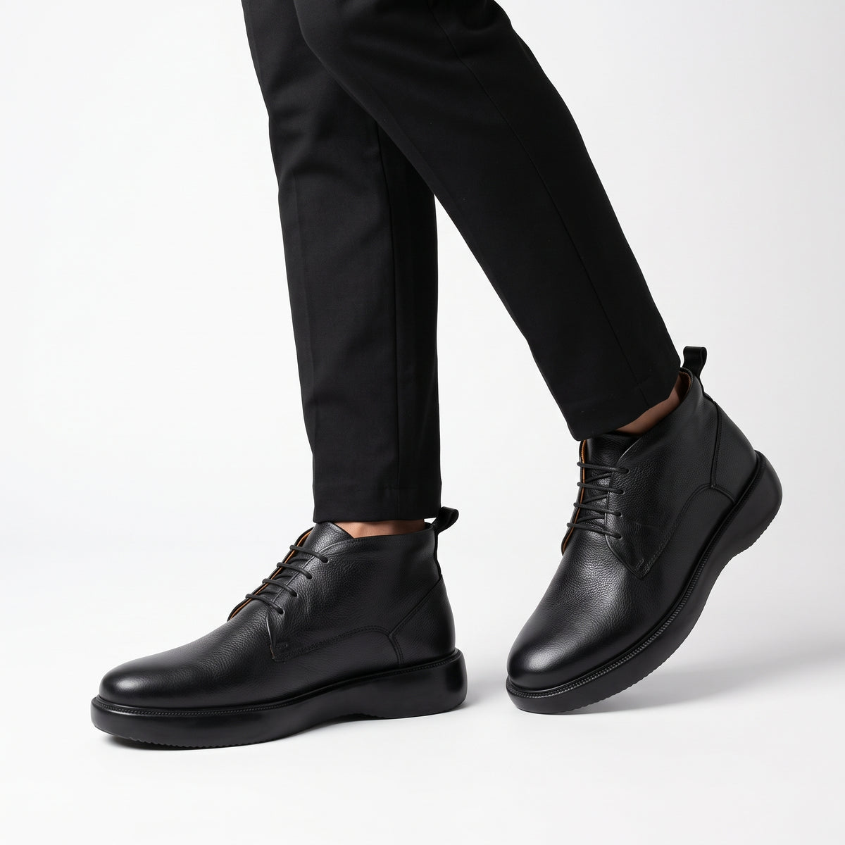 Corso, Chukka Noir 100% Cuir, Confort Absolu