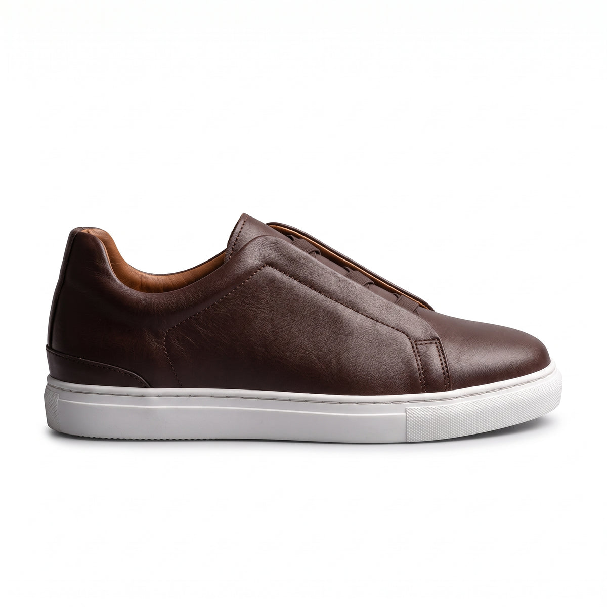 Aise, Sneakers Slip-On Noir & Marron 100% Cuir, Confort Absolu