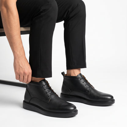 Corso, Chukka Noir 100% Cuir, Confort Absolu