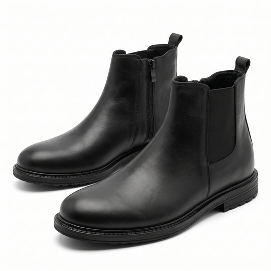 Sterling, Chelsea Zippée Noir 100% Cuir, Confort Absolu
