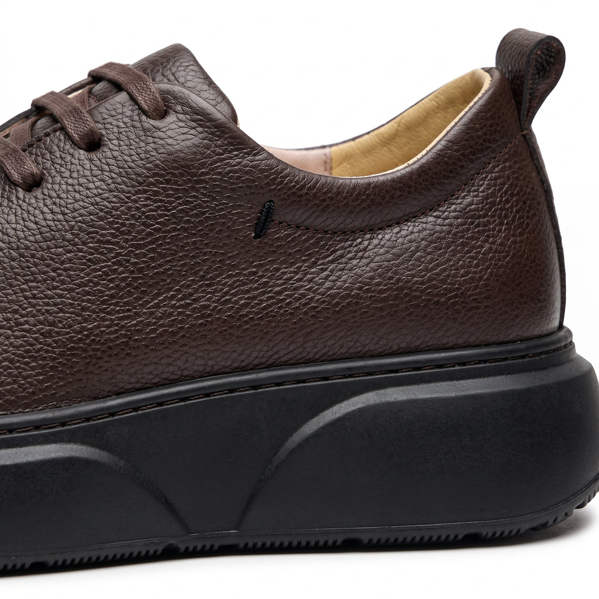 Nero, Sneakers Noir & Marron 100% Cuir, Allure Chic
