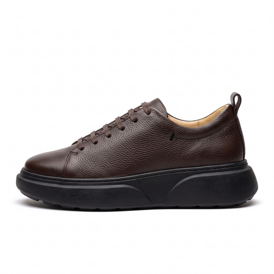 Nero, Sneakers Noir & Marron 100% Cuir, Allure Chic