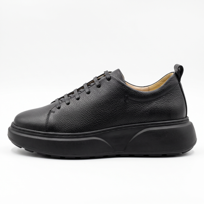Nero, Sneakers Noir & Marron 100% Cuir, Allure Chic