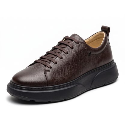 Nero, Sneakers Noir & Marron 100% Cuir, Allure Chic