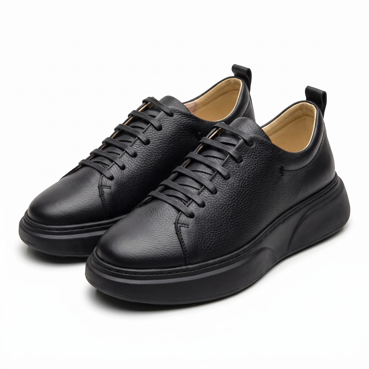Nero, Sneakers Noir & Marron 100% Cuir, Allure Chic