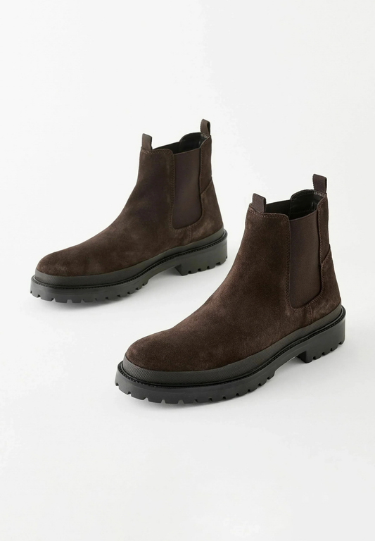 Moka, Chelsea Daim Marron 100% Cuir, Style Intemporel