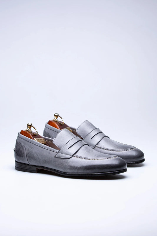 Pietra, Mocassins Gris 100% Cuir, Style Intemporel