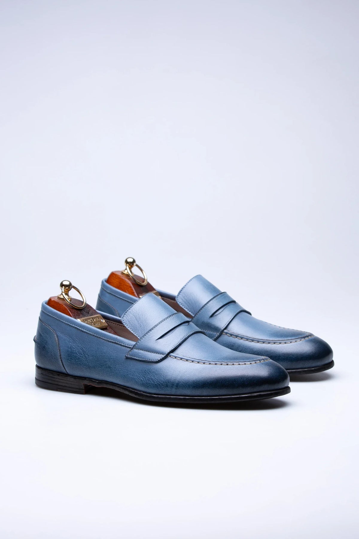 Pietra, Mocassins Bleu 100% Cuir, Style Intemporel